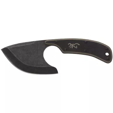 Browning 3220323 Cutoff 2.50" Fixed Skinner Plain Black Black Oxide Stonewashed 9Cr14MoV SS Blade, Black/Tan G10 Handle
