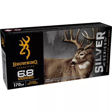 Browning Ammo B192600681 Silver 6.8Western 170gr Plated Soft Point 20 Per Box/10 Case
