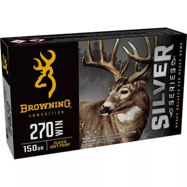 Browning Ammo B192602701 Silver 270Win 150gr Plated Soft Point 20 Per Box/10 Case