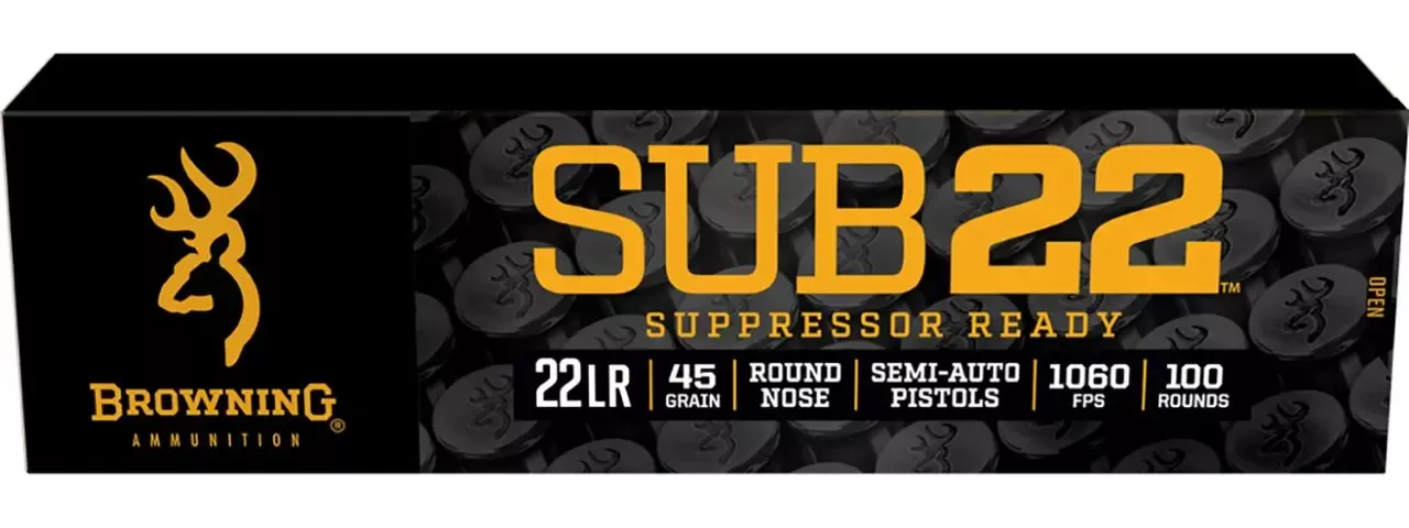 Browning Ammo Sub-22 .22 LR Ammo 45 gr Round Nose 100 Rounds B194122102