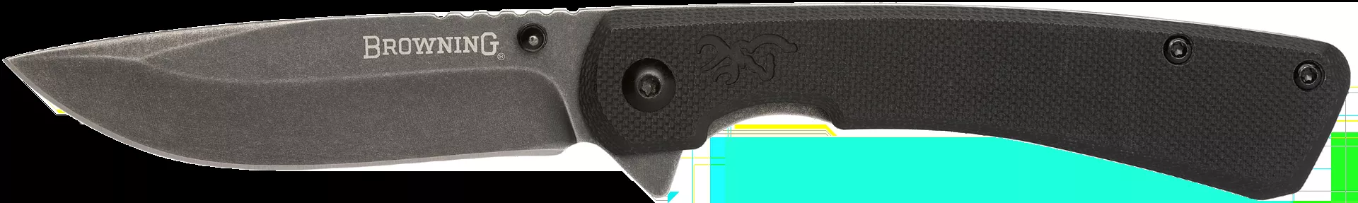 Browning Branded Rock Knife EDC 3" Folding Drop Point Plain Black Stonewashed Black Handle 3220514