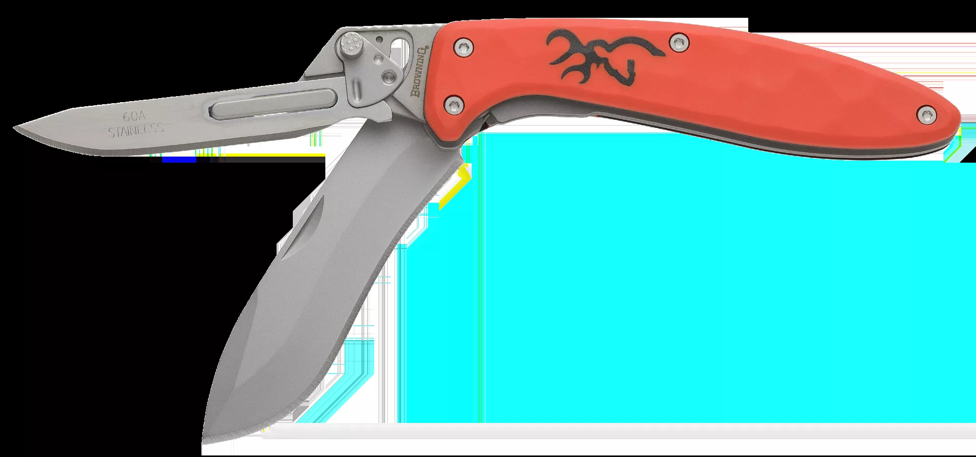 Browning Primal Scalpel 2 Knife 2.75" Folding Drop Point 8Cr13MoV SS Blade, Blaze Orange Polymer w/Rubber Overmold Handle 3220462