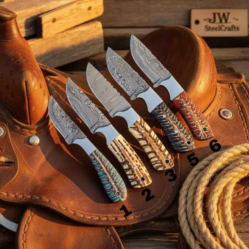 Buckaroo Knife Set with Multi Color Pinecone Handles