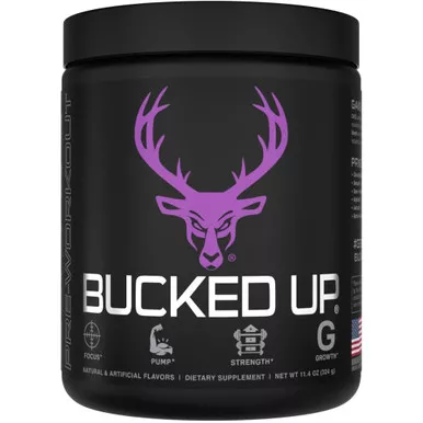 Bucked Up 1001104 Pre-Workout Grape Gainz, 30 Serving Tub, Black