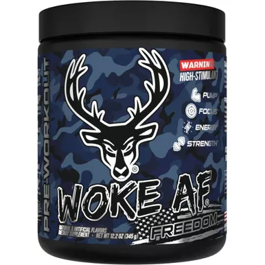 Bucked Up 1027906 Woke AF Pre-Workout Freedom Grape, 30 Serving Tub, Black