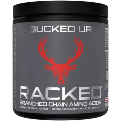 Bucked Up 1071101 Racked BCAA Blood Raz, 30 Serving Tub, Black