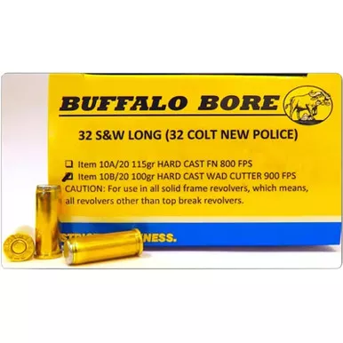 Buffalo Bore Ammunition 10B20 Personal Defense Strictly Business 32S&W Long 100gr Hard Cast Wadcutter 20 Per Box/12 Case