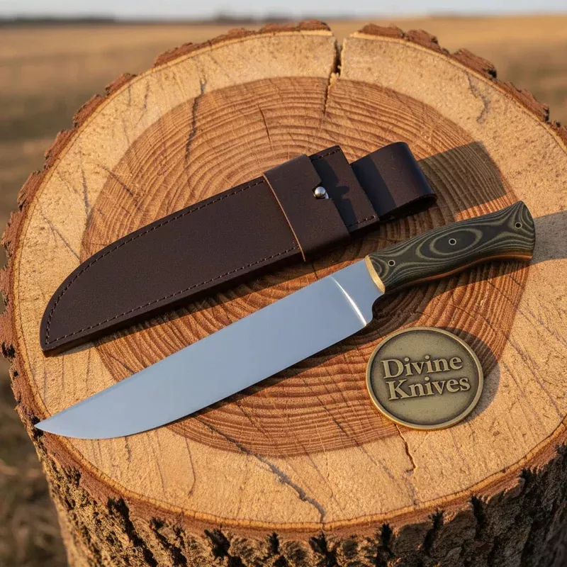 Bushcraft Knife with Micarta HandleHandcrafted Fixed Blade Outdoor Tool with Sheath