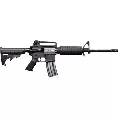 Bushmaster 0010004BLK M4 Patrolman's 5.56x45mm NATO 30+1 16" Salt Bath Nitride Threaded Barrel, Black A4 Flat Top Receiver, Black 6 Position Collapsible Stock w/M4 Black Polymer Grip, Right Hand