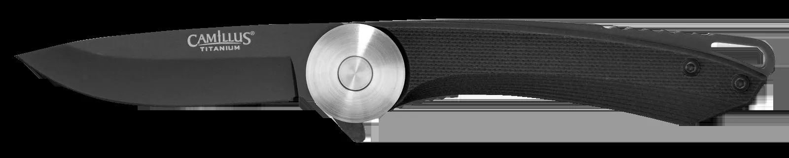 Camillus Cirque 2.75" Folding Drop Point Plain Black AUS-8 Carbonitride Titanium Non-Stick Blade, Black G10 Handle