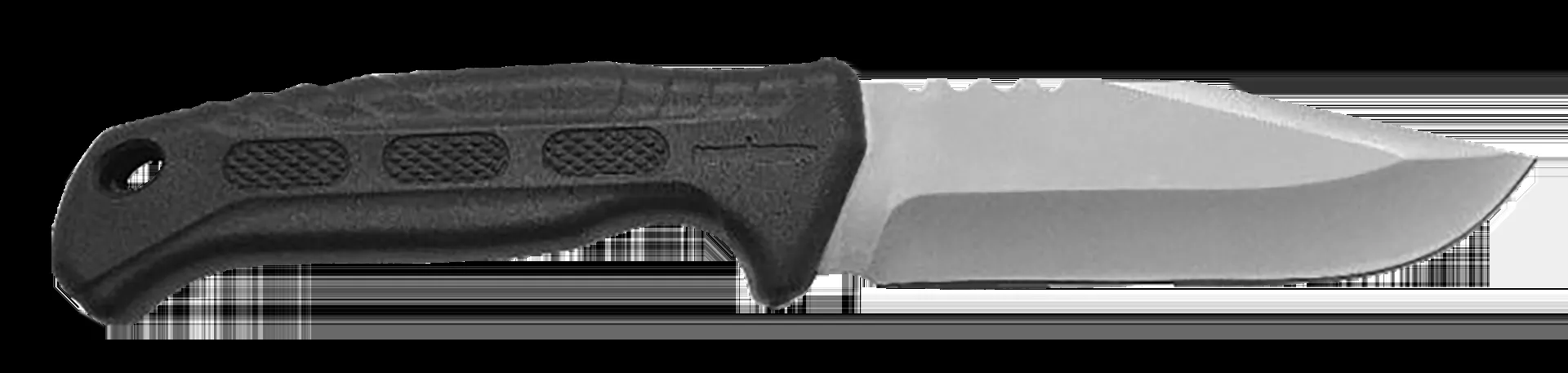 Camillus Hawker Knife 4″ Fixed Drop Point Plain Satin 420 Steel Titanium Bonded Blade Black Textured PP/TPR Handle 19154