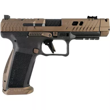 Canik HG7864N TTI Combat Full Size Frame 9mm Luger 10+1 4.60" Black Nitride Fluted/Ported Barrel, Burnt Bronze Cerakote Optic Cut/Serrated Steel Slide, Black Polymer Frame w/Picatinny Rail