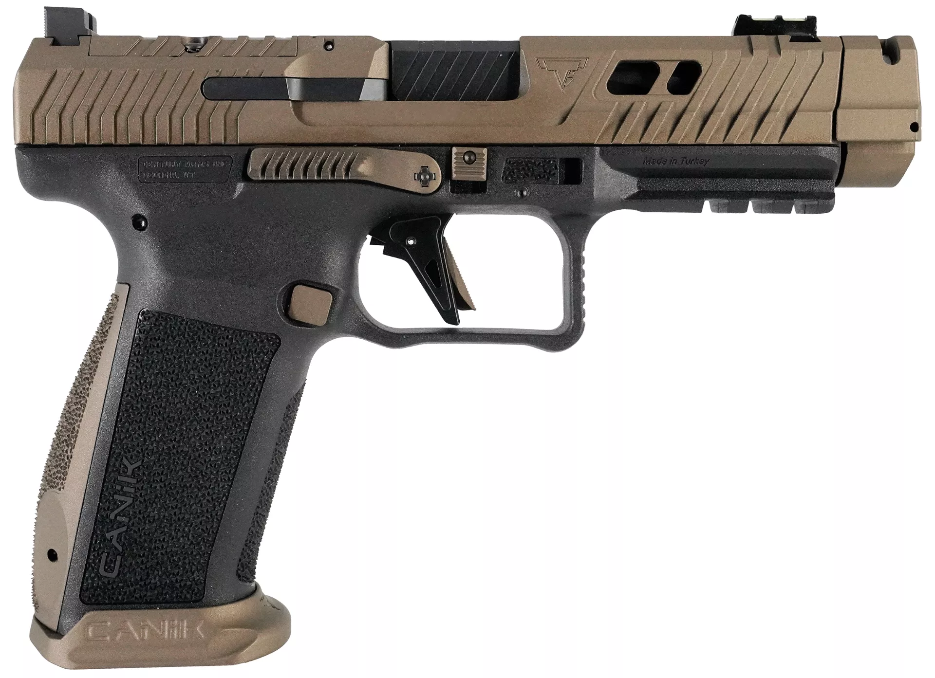Canik TTI Combat Full Size Frame 9mm Luger 18+1 4.60" Burnt Bronze Cerakote Optic Cut/Serrated Steel Slide HG7854N