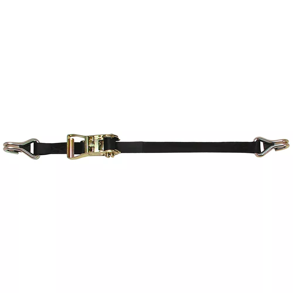 CargoBuckle Ratchet Strap Tie-Down w/Double J-Hooks & Keeper - 1" x 12'
