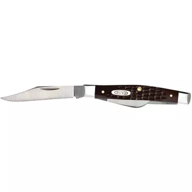 Case 00106 Stockman Medium 2.42"/1.58"/1.57" Folding Clip/Sheepsfoot/Pen Plain As-Ground Tru-Sharp SS Blade, Brown Jigged Synthetic Handle