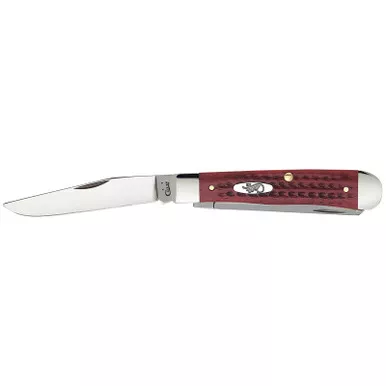 Case 00783 Trapper Medium 3.25"/3.27" Folding Clip Point/Spey Plain Mirror Polished Tru-Sharp SS Blade Corn Cob Jigged Old Red Bone Handle
