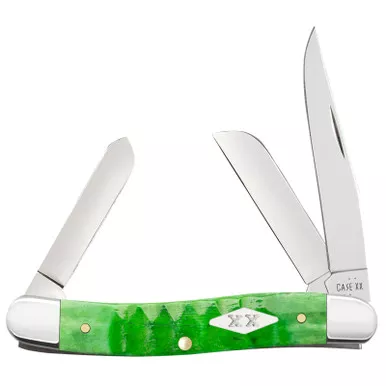 Case XX Medium Stockman Gator Jig Bright Green Bone 11442 Stainless Pocket Knife