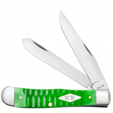 Case XX Trapper Gator Jig Bright Green Bone 11440 Stainless Pocket Knife