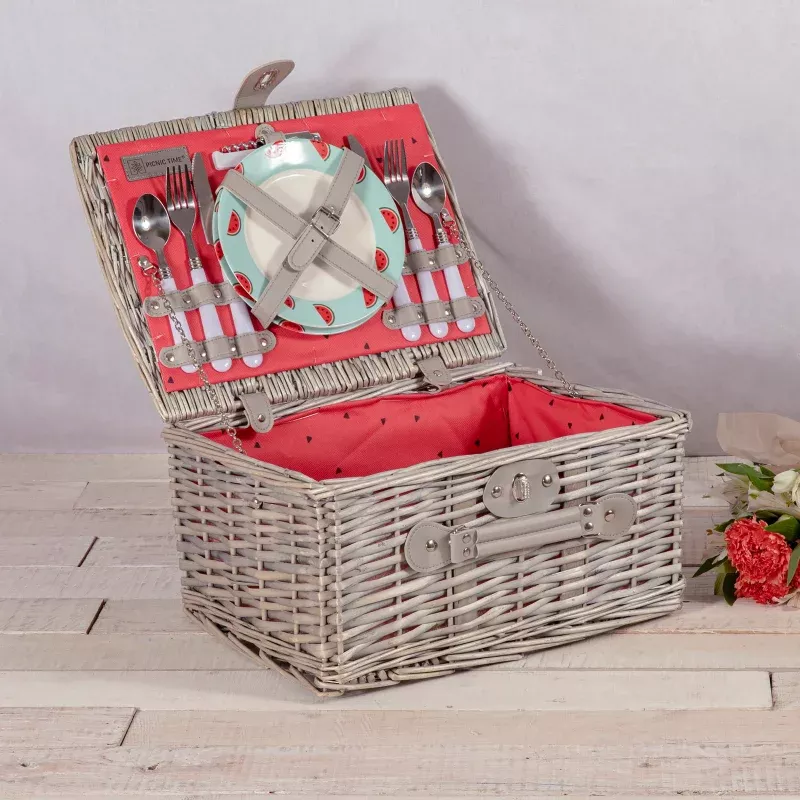 Catalina Picnic Basket|Red & White Plaid Pattern&Watermelon Collection&Dahlia Collection