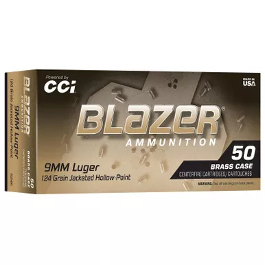 CCI 5246 Blazer 9mmLuger 124gr Jacketed Hollow Point 50/Box