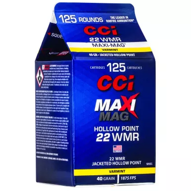 CCI 920CC Maxi-Mag Rimfire 22WMR 40gr Jacketed Hollow Point 125 Per Box/10 Case
