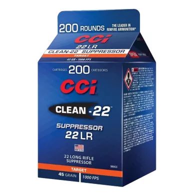 CCI 980CC Clean-22 Suppressor 22 LR 45 gr Lead Round Nose 200 Per Box/ 10 Case
