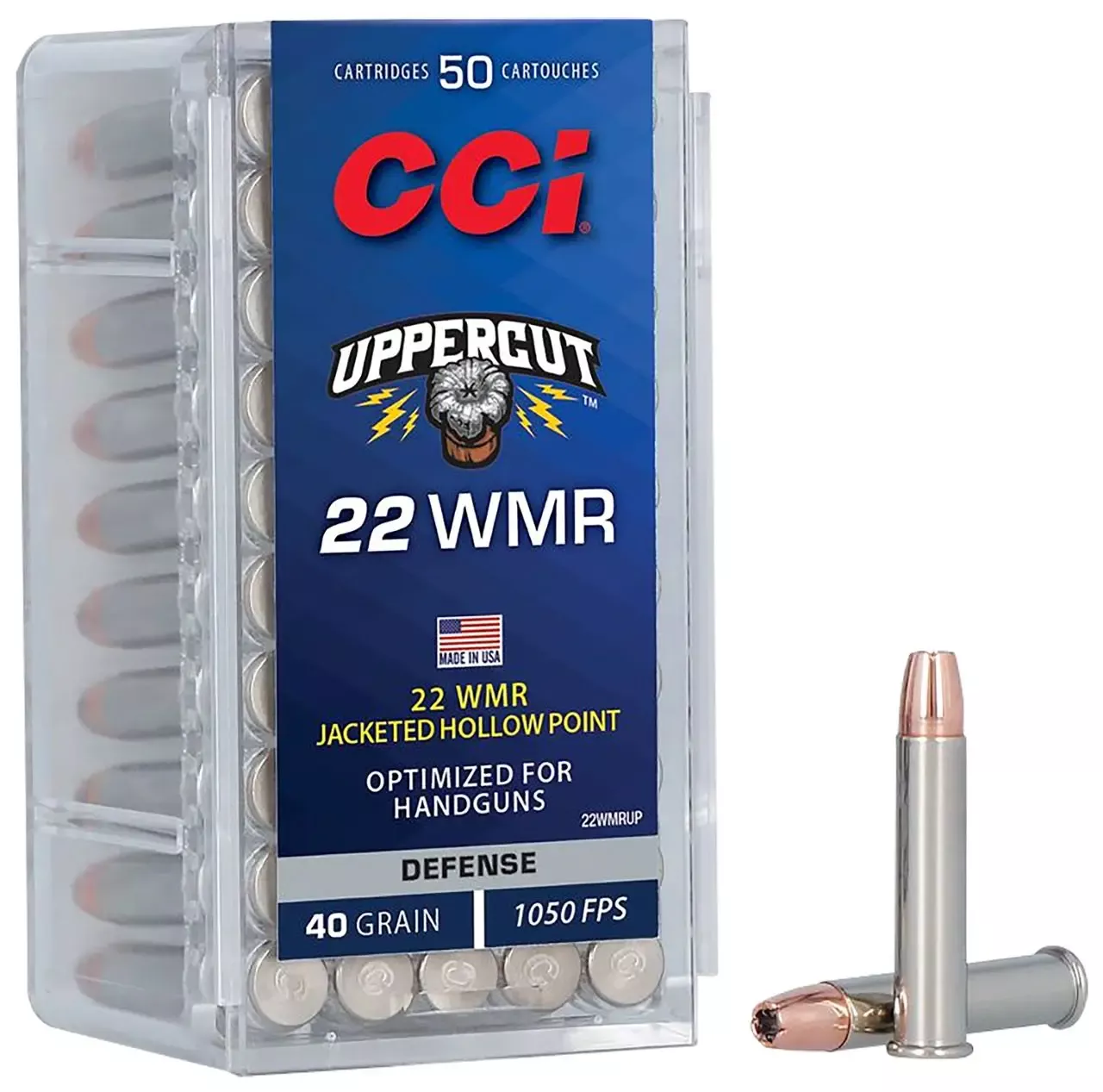 CCI Uppercut .22 WMR Ammo 40 gr Jacketed Hollow Point 50 Rounds 22WMRUP
