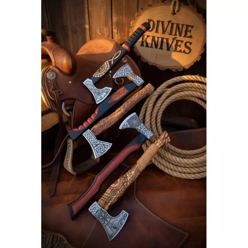 Celtic Engraved Viking Tomahawk Axe CollectionSet of 4
