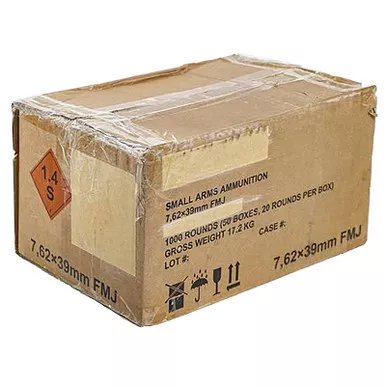 Century Arms AM3387 7.62x39mm 123 gr Full Metal Jacket 1000rd Case Only