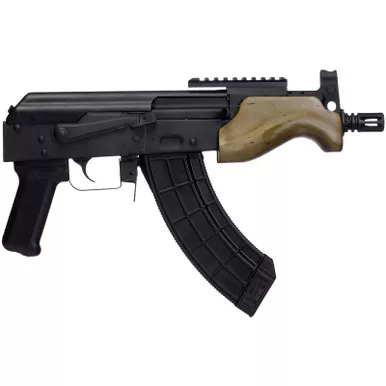 Century Arms HG7596N Draco Micro 7.62x39mm 30+1 6.25" Black Threaded Barrel, Black Anodized Picatinny Rail Receiver, Black Polymer Grip, Wood Furniture