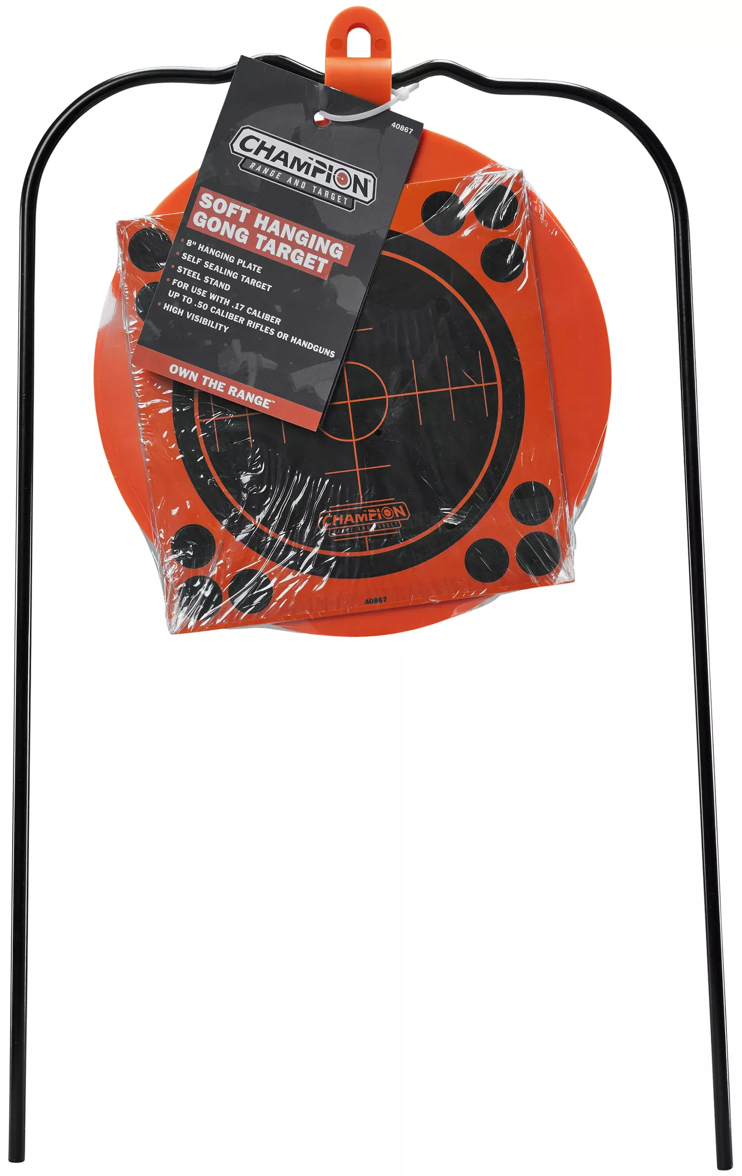 Champion Targets Gong Champion Centerfire Hanging Metal Target/ Black/Orange
