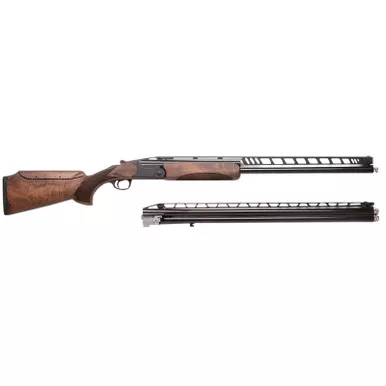 Charles Daly 930410 202 Unsingle Combo 12 Gauge Break Open 2.75" 2rd 32" Black Over/Under Vent Rib Barrel, Black Steel Receiver, Adj Cheek Riser Walnut Wood Stock
