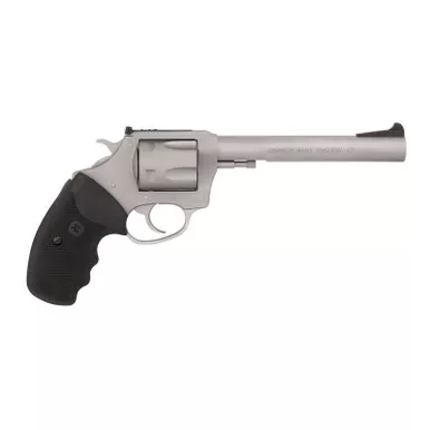 Charter Arms 73566 Mag Pug Target Extra Large 357 Mag, 6 Shot 6" Matte Stainless Steel Barrel, Cylinder & Frame w/Black Finger Grooved Rubber Grip