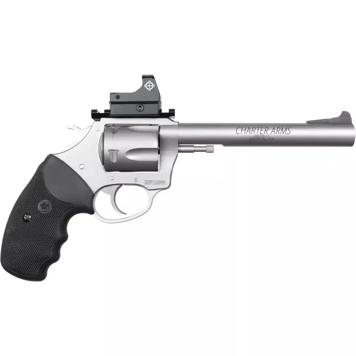 Charter Arms Mastiff Target Revolver .44SPL 5Rd 6″ Barrel Ramp Front Sight Picatinny Rail Sightmark Red Dot DA/SA Matte SS 74465