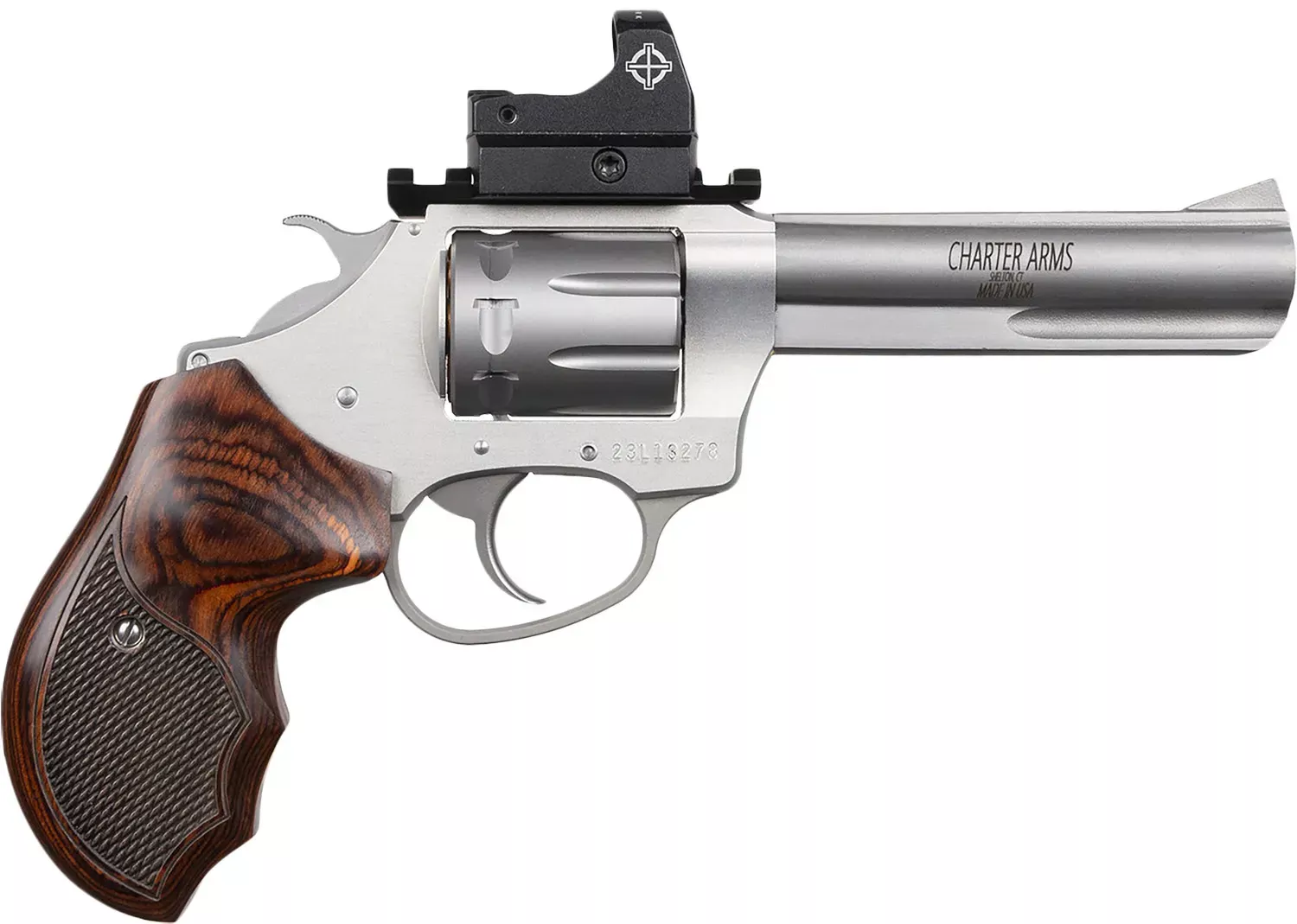 Charter Arms Pathfinder Target .22LR Revolver 8Rd 4.2″ Barrel Stainless Cylinder Alum Frame Ramp Front Sight Micro Red Dot Rear Sight DA/SA 72245