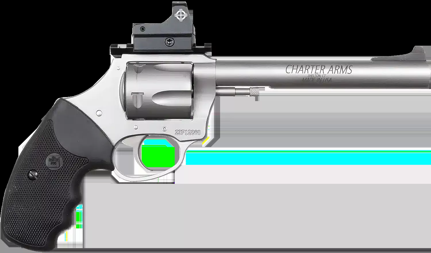 Charter Arms Target Mastiff .357MAG Revolver 5Rd 6" Barrel Ramp Front Sight Picatinny Rail Micro Red Dot Rubber Grip DA/SA Matte Stainless 73565