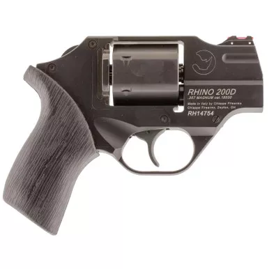 Chiappa Firearms CF340217 Rhino 200D Small Frame 357 Mag, 6 Shot 2" Black Anodized Steel Barrel, Blued Cylinder Black Anodized Aluminum Frame, Black Rubber Grip, Concealed Hammer