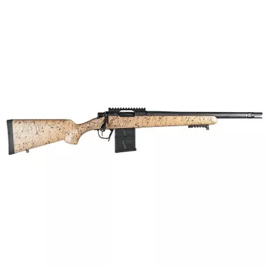 Christensen Arms 8010612000 Ridgeline Scout Full Size 308 Win 4+1, 16" Black Nitride Steel Threaded Barrel, Black Nitride Aluminum Receiver, Tan w/Black Webbing Fixed Sporter Stock