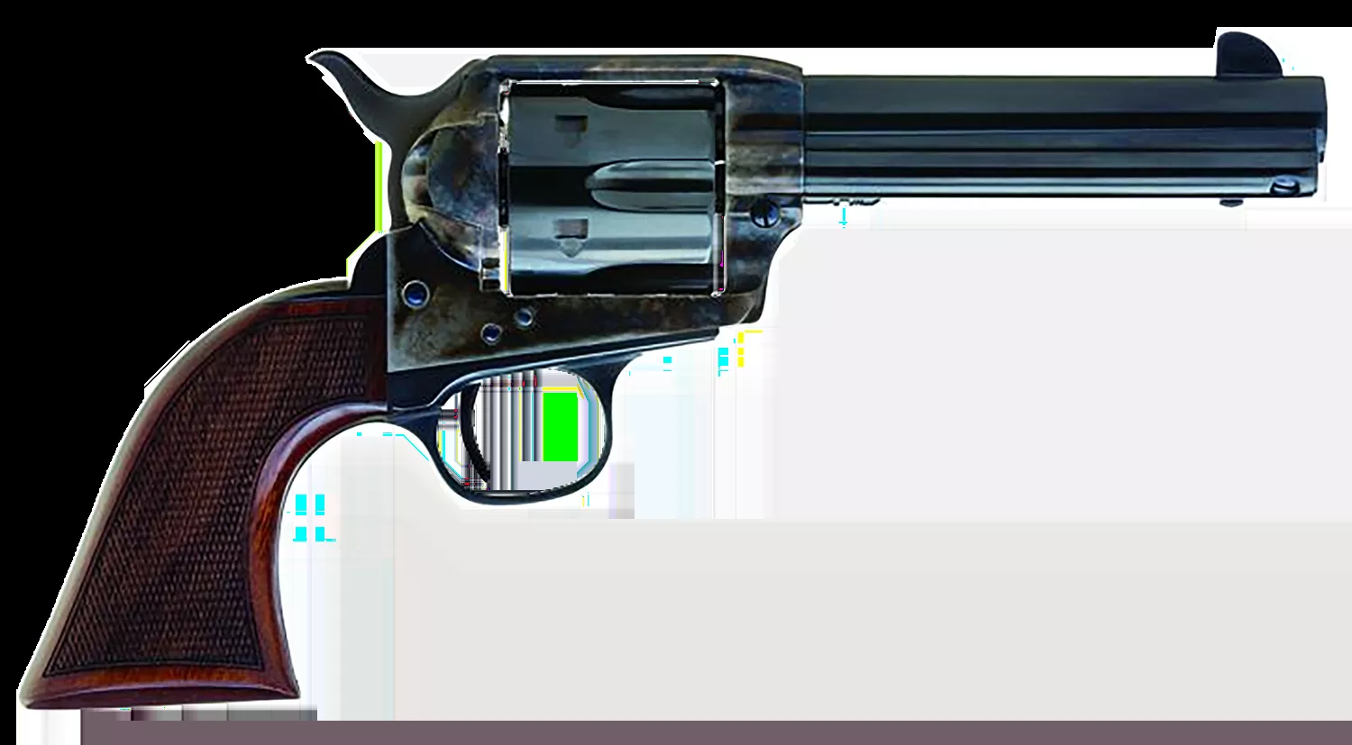 Cimarron Arizona Ranger Revolver .45LC 6Rd 4.5" Barrel Blade Front Sight Blued Barrel and Cylinder Color Case Hardened Frame Walnut Grips SAO AR410