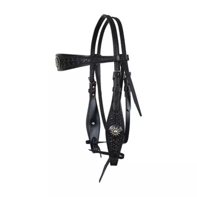 CIRCLE Y Dark Rider Shaped Spider Browband Headstall (1075-12-AB)