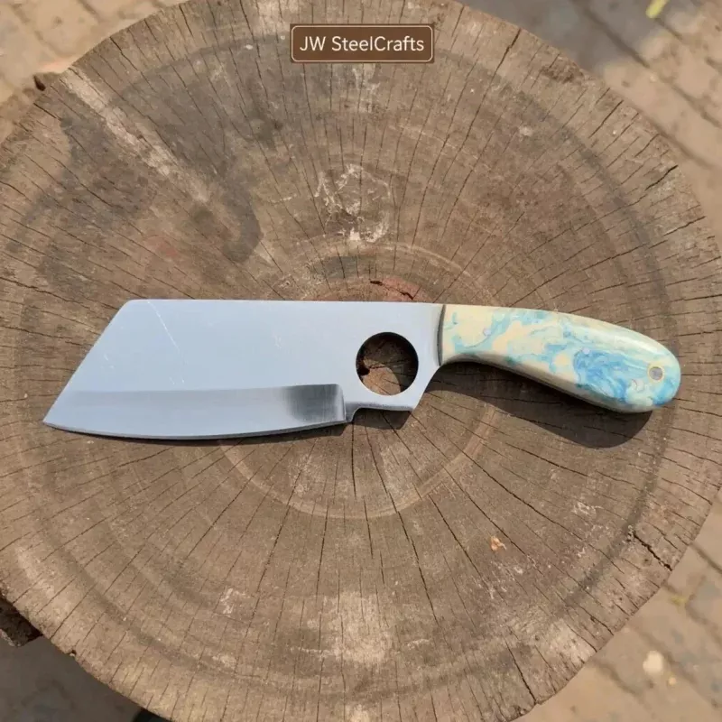 Cleaver Style Fixed Blade Knife high Polished Blade Resin Handle