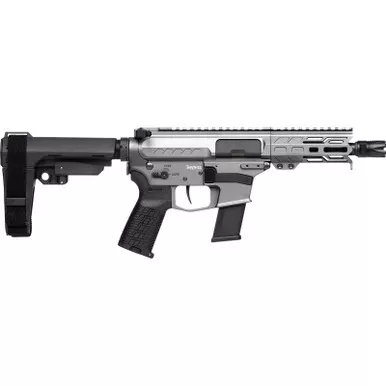 CMMG 45A150FTNG Banshee FE MkG 45 ACP 13+1 5" Black Nitride Threaded Barrel, M-LOK Handguard, Titanium Cerakote Aluminum Receiver w/Picatinny Rail, Black Polymer CMMG RipBrace, CMMG Zeroed Grip