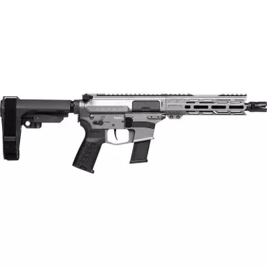 CMMG 45A890FTNG Banshee FE MkG 45 ACP 13+1 8" Black Nitride Threaded Barrel, M-LOK Handguard, Titanium Cerakote Aluminum Receiver w/Picatinny Rail, Black Polymer CMMG RipBrace, CMMG Zeroed Grip