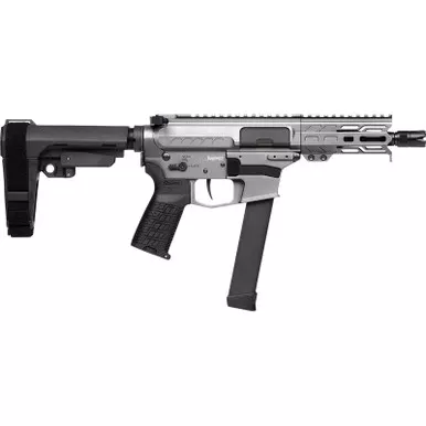 CMMG 99A290FTNG Banshee FE MkGs 9mm Luger 33+1 5" Black Nitride Threaded Barrel, M-LOK Handguard, Tungsten Cerakote Aluminum Receiver w/Picatinny Rail, Black Polymer CMMG RipBrace, CMMG Zeroed Grip
