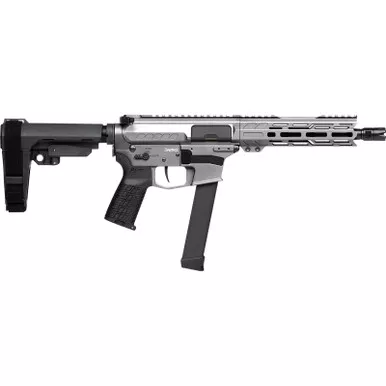 CMMG 99A520FTNG Banshee FE MkGs 9mm Luger 33+1 8" Black Nitride Threaded Barrel, M-LOK Handguard, Tungsten Cerakote Aluminum Receiver w/Picatinny Rail, Black Polymer CMMG RipBrace, CMMG Zeroed Grip