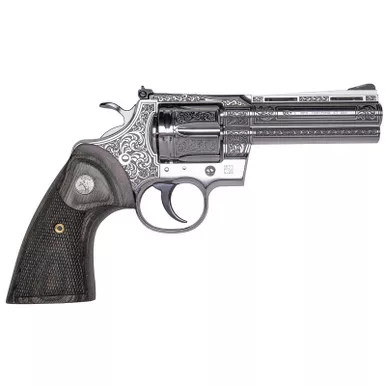 Cnc Firearms CNCPYNRES4 Colt Python Renaissance 357 Mag 6 Shot 4.25" Stainless Engraved Barrel, Cylinder & Frame, Walnut Grip
