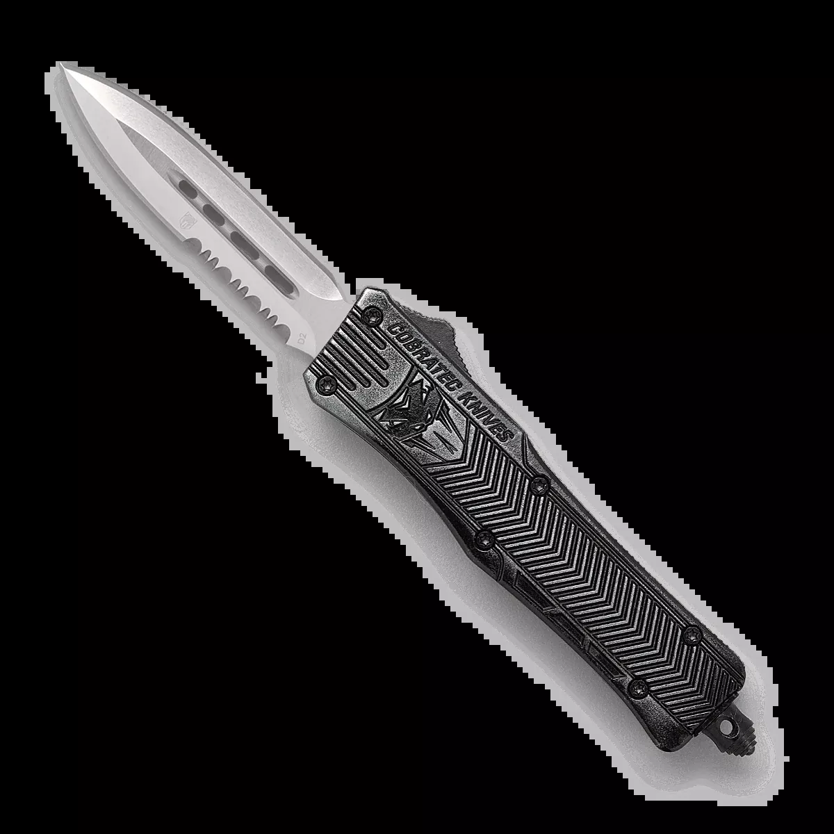 CobraTec CTK-1 Small OTF Dagger Knife – 2.75" Partially Serrated D2 Steel Blade