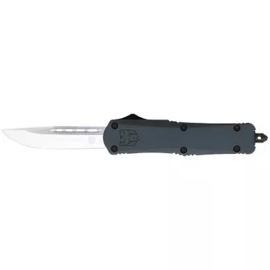 CobraTec Knives MGYFS3DNS FS-3 Medium 3" OTF Drop Point Plain D2 Steel Blade, 4.50" Gray Aluminum Alloy Handle