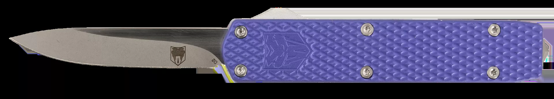 CobraTec Knives Mini Mamba Gen II 2.25″ OTF Plain Stonewashed D2 Steel Blade, Purple Handle