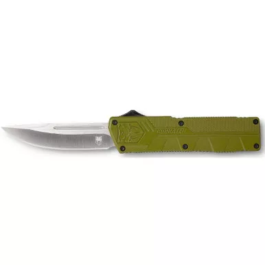 CobraTec Knives ODCTLWDNS Lightweight 3.25" OTF Drop Point Plain D2 Steel Blade/OD Green Aluminum Handle Includes Pocket Clip